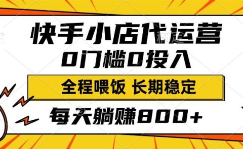 快手小店代运营，0投入0门槛，每天躺赚800+，长期稳定