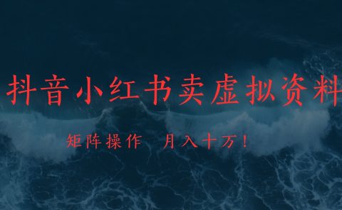 抖音小红书卖虚拟教辅、公务员资料，矩阵操作、月入十万!