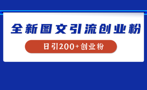 全新创业粉引流思路，我用这套方法稳定日引200+创业粉