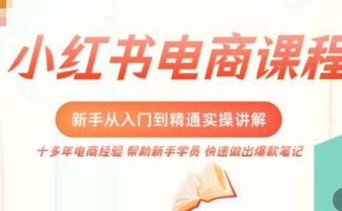 小红书电商新手入门到精通实操课,从入门到精通做爆款笔记,开店运营