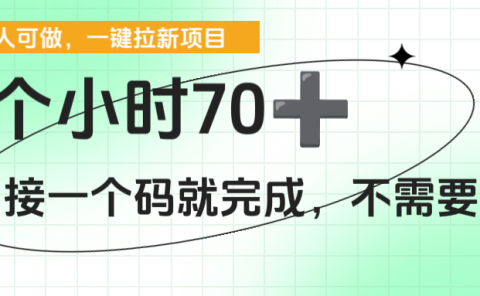 一个小时70+，一键拉新项目，接一个码就完成，不需要回传