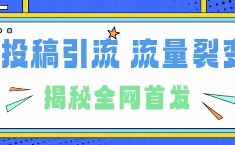 所有导师都在和你说的独家裂变引流到底是什么首次揭秘全网首发，24年最强引流，什么是投稿引流裂变流量，保姆及揭秘