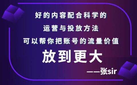 张sir账号流量增长课，告别海王流量，让你的流量更精准