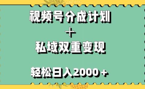 视频号分成计划+私域双重变现,轻松日入1000+,无任何门槛,小白轻松上手