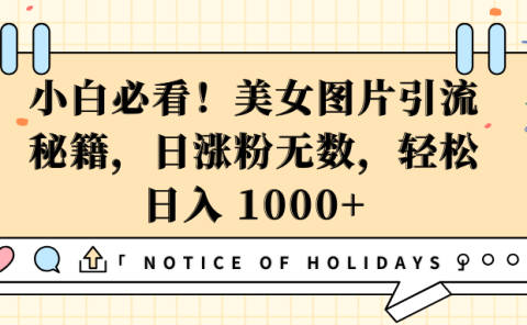 小白必看！美女图片引流秘籍，日涨粉无数，轻松日入 1000+