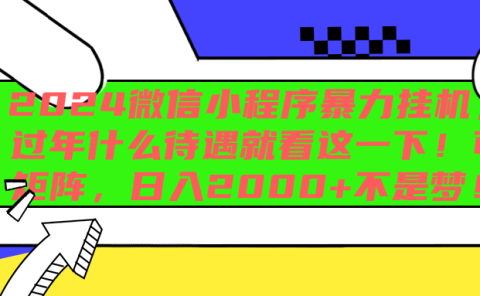 2024微信小程序暴力挂机，过年什么待遇就看这一下！可矩阵，日入2000+不是梦！