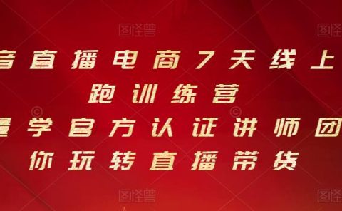 抖音直播电商7天线上陪跑训练营,巨量学官方认证讲师团带你玩转直播带货