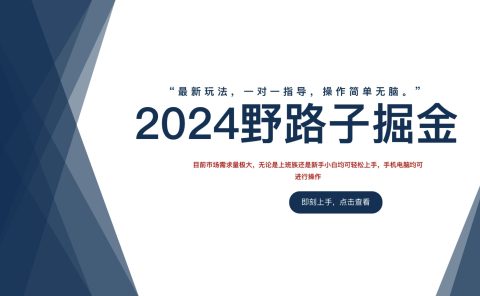 2024野路子掘金，最新玩 法， 一对一指导，操作简单无脑。