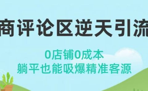 电商评论区逆天引流术！0店铺0成本，躺平也能吸爆精准客源