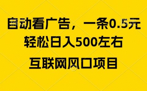 广告收益风口,轻松日入500+,新手小白秒上手,互联网风口项目