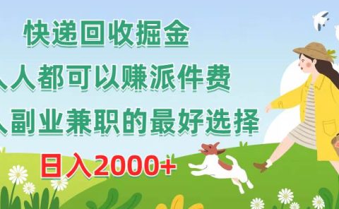 快递回收掘金，人人都可以赚派件费，新人副业兼职的最好选择，日入2000+