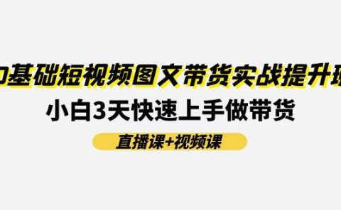 0基础短视频图文带货实战提升班(直播课+视频课)：小白3天快速上手做带货