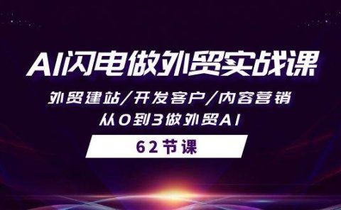 AI闪电做外贸实战课，外贸建站/开发客户/内容营销/从0到3做外贸AI-62节