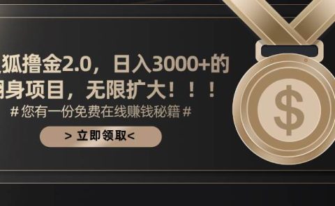 搜狐撸金2.0日入3000+，可无限扩大的翻身项目