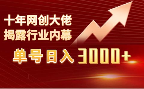 单号日入3000+，工作室内部无脑美女视频玩法，100%过原创