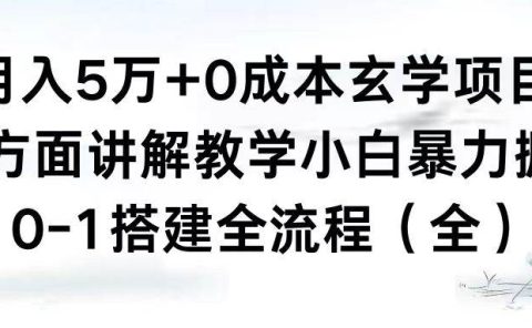 月入5万+0成本玄学项目，全方面讲解教学，0-1搭建全流程（全）小白暴力掘金