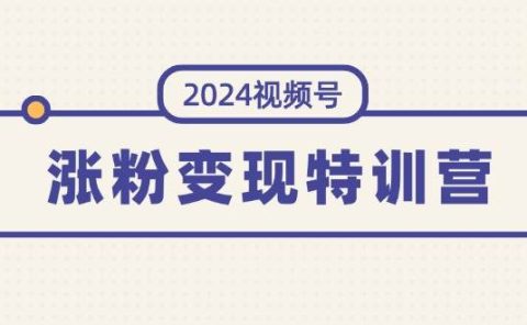 2024视频号-涨粉变现特训营:一站式打造稳定视频号涨粉变现模式(10节)