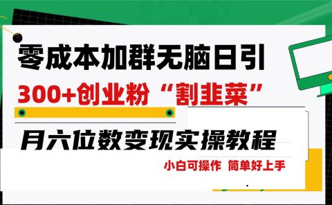 零成本加群日引300+创业粉割韭菜月六位数变现，简单无好上手！