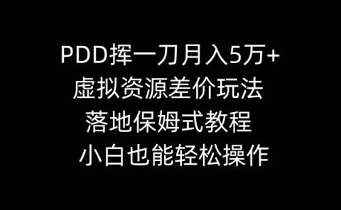PDD挥一刀月入5万+,虚拟资源差价玩法,落地保姆式教程,小白也能轻松操作