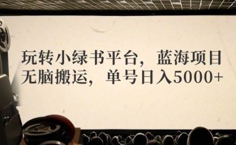玩转小绿书平台,蓝海项目,无脑搬运,单号日入5000+