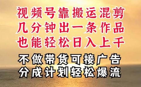 深层揭秘视频号项目，是如何靠搬运混剪做到日入过千上万的，带你轻松爆...