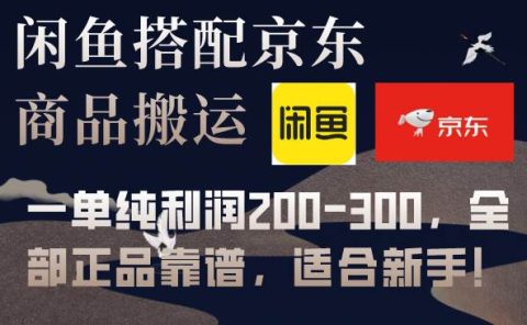 闲鱼搭配京东备份库搬运,一单纯利润200-300,全部正品靠谱,适合新手!