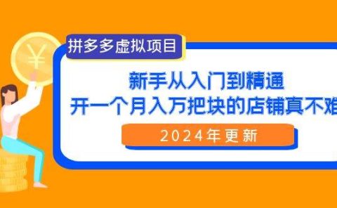 拼多多虚拟项目：入门到精通，开一个月入万把块的店铺 真不难（24年更新）