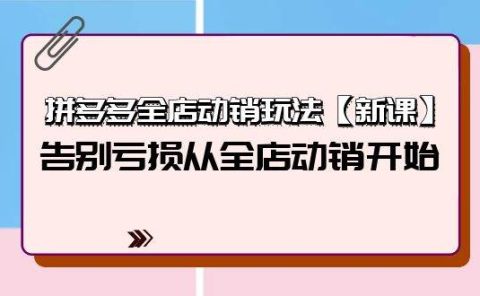 拼多多全店动销玩法【新课】，告别亏损从全店动销开始（4节视频课）