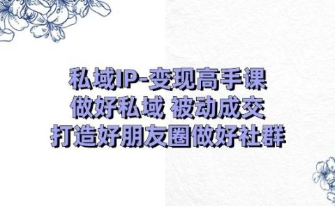 私域IP-变现高手课：做好私域 被动成交，打造好朋友圈做好社群（18节）