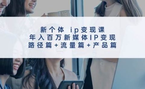 新个体 ip变现课，年入百万新媒体IP变现，路径篇+流量篇+产品篇