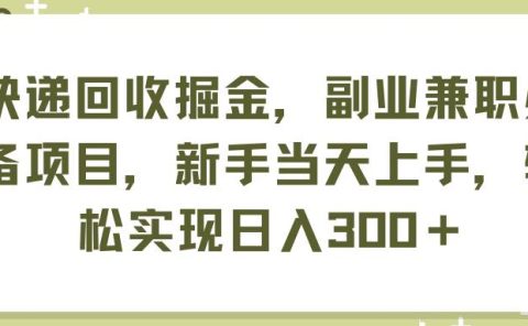 快递回收掘金,副业兼职必备项目,新手当天上手,轻松实现日入300+
