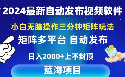 2024最新视频矩阵玩法，小白无脑操作，轻松操作，3分钟一个视频，日入2k+