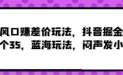 风口赚差价玩法,抖音掘金,一个35,蓝海玩法,闷声发小财