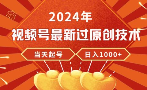 2024年视频号最新过原创技术，当天起号，收入稳定，日入1000+
