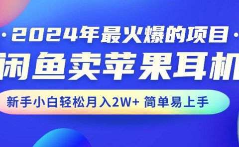 2024年最火爆的项目，闲鱼卖苹果耳机，新手小白轻松月入2W+简单易上手