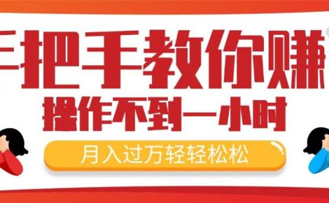 手把手教你赚钱，新手每天操作不到一小时，月入过万轻轻松松，最火爆的...