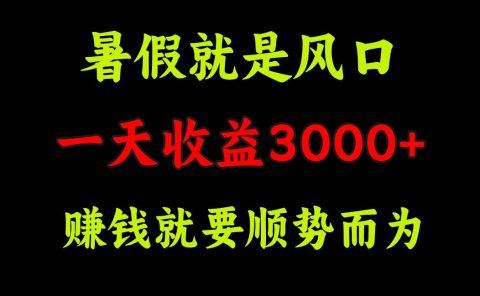 一天收益3000+ 赚钱就是顺势而为，暑假就是风口