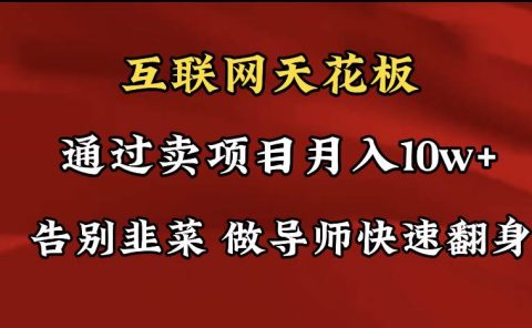 导师训练营互联网的天花板，让你告别韭菜，通过卖项目月入10w+，一定要...