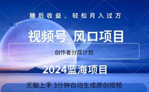 2024蓝海项目,3分钟自动生成视频,月入过万
