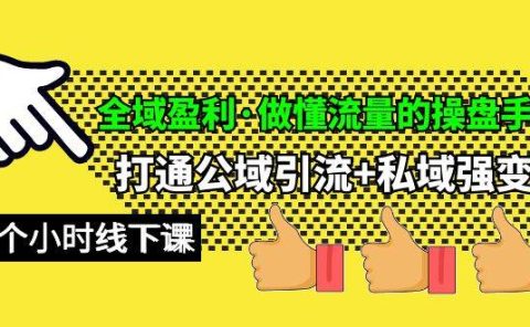 全域盈利·做懂流量的操盘手,打通公域引流+私域强变现,约9个小时线下课