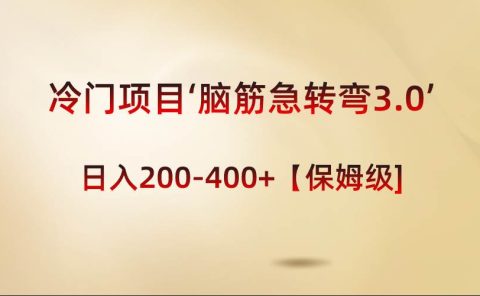 冷门项目‘脑筋急转弯3.0’轻松日入200-400+【保姆级教程】