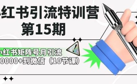 小红书引流特训营-第15期，小红书矩阵号月引流80000+到微信（10节课）