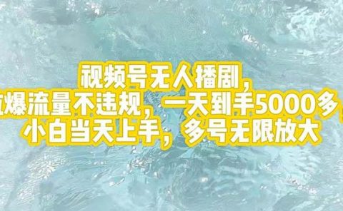 视频号无人播剧,拉爆流量不违规,一天到手5000多,小白当天上手,多号...