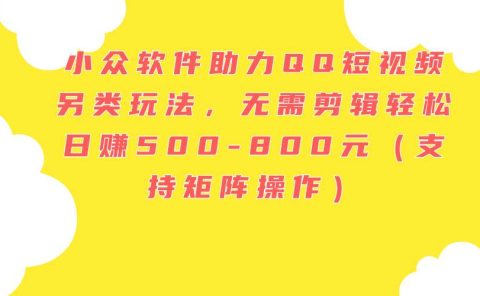 小众软件助力QQ短视频另类玩法,无需剪辑轻松日赚500-800元(支持矩阵...