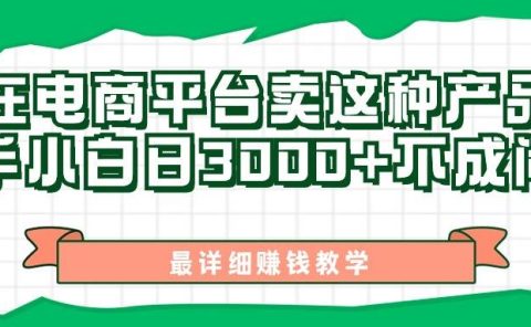 最新在电商平台发布这种产品，新手小白日入3000+不成问题，最详细赚钱教学