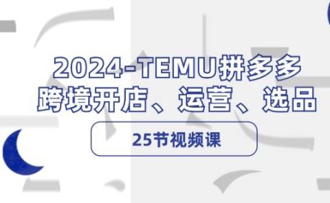 2024-TEMU拼多多·跨境开店、运营、选品（25节视频课）
