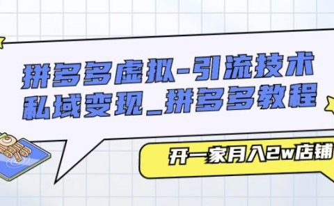 拼多多虚拟-引流技术与私域变现_拼多多教程：开一家月入2w店铺