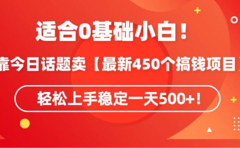 适合0基础小白！靠今日话题卖【最新450个搞钱方法】轻松上手稳定一天500+！