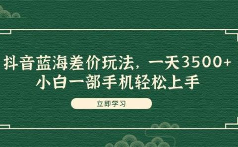 抖音蓝海差价玩法,一天3500+,小白一部手机轻松上手