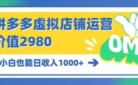 拼多多虚拟店铺运营:小白也能日收入1000+
